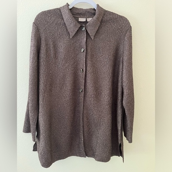 Chico Travelers Long Sleeve Stretch Half Button Up Medium 12 - Picture 3 of 4
